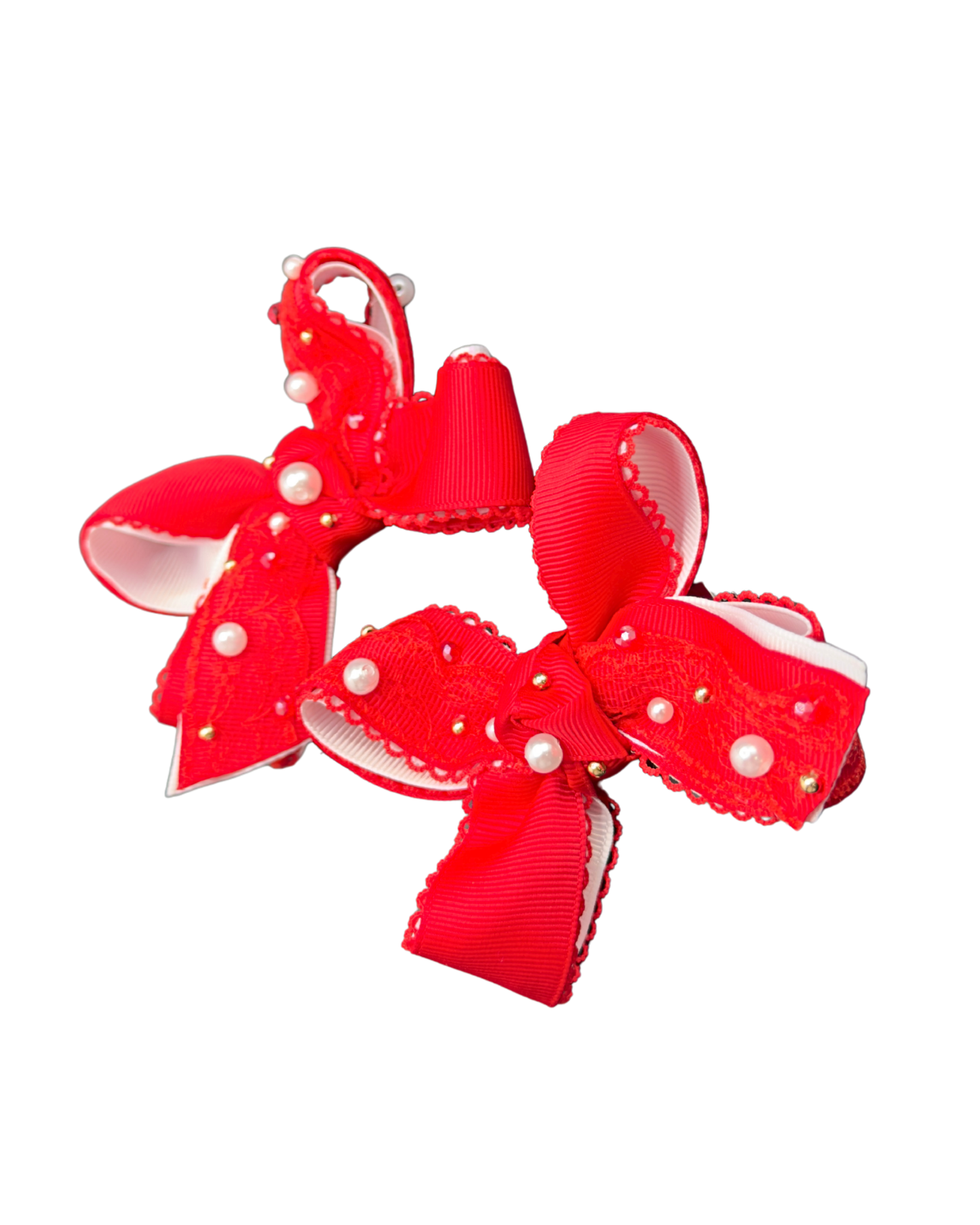 Red apple clouds Hair Bow