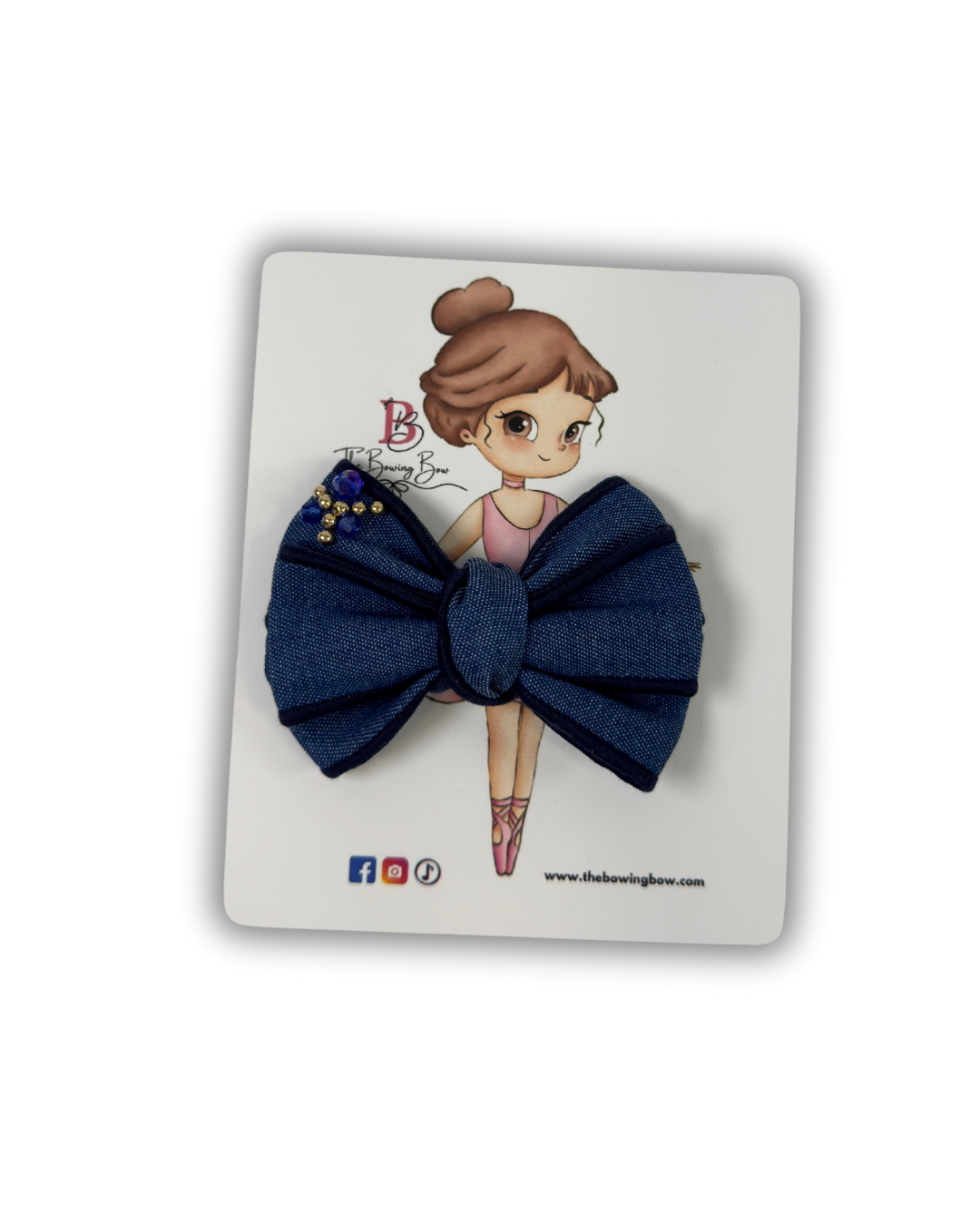 Denim Blossom Sparkle Bow