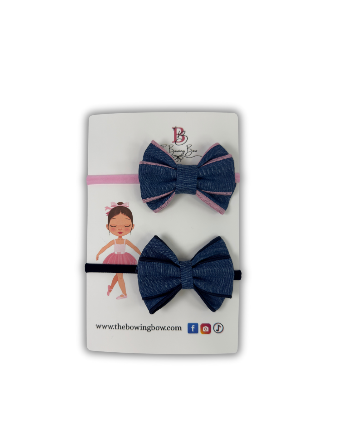 Denim Duo Headband Set by The Bowing Bow