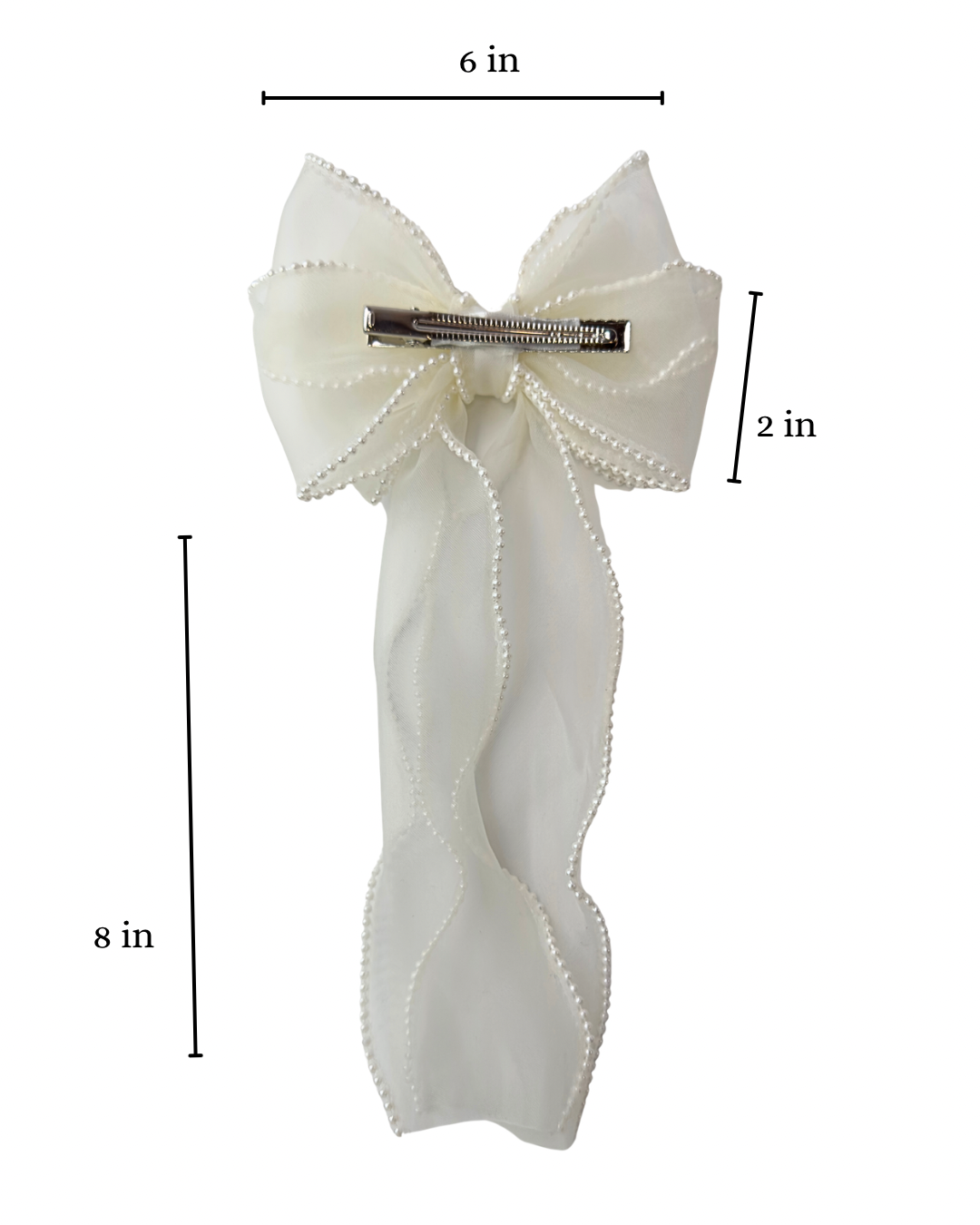 Off White Pearls Hair Bow