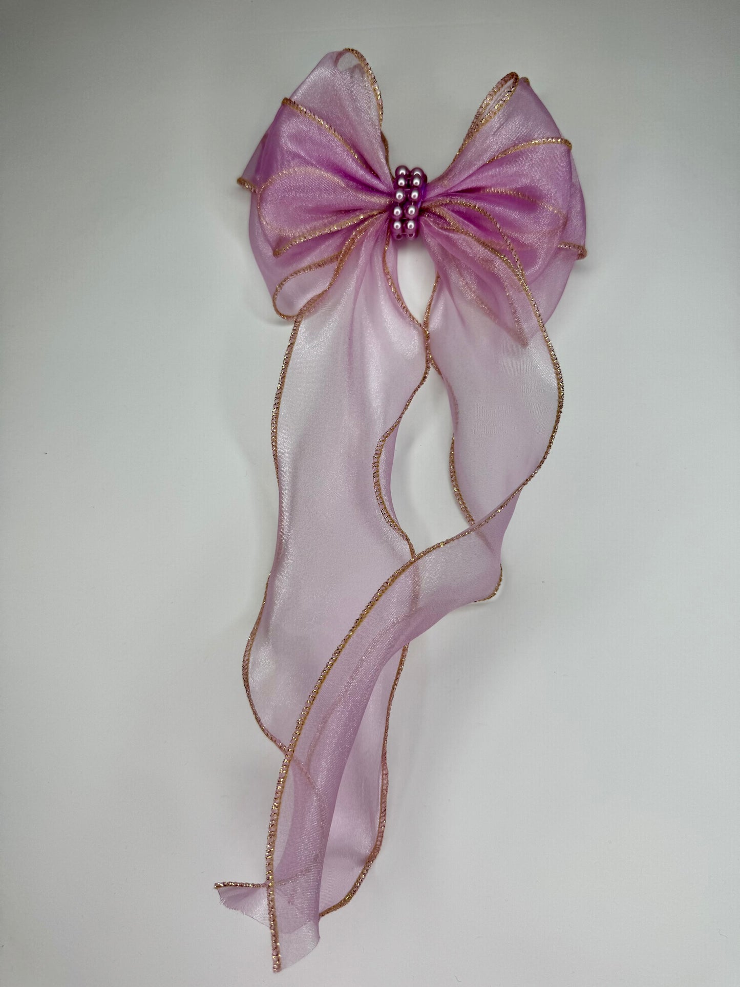 The Bowing Bow Ballet Hair Bow, Purple with Gold Trim and Pearl Details, 5.5 inches by The Bowing Bow, photo 7