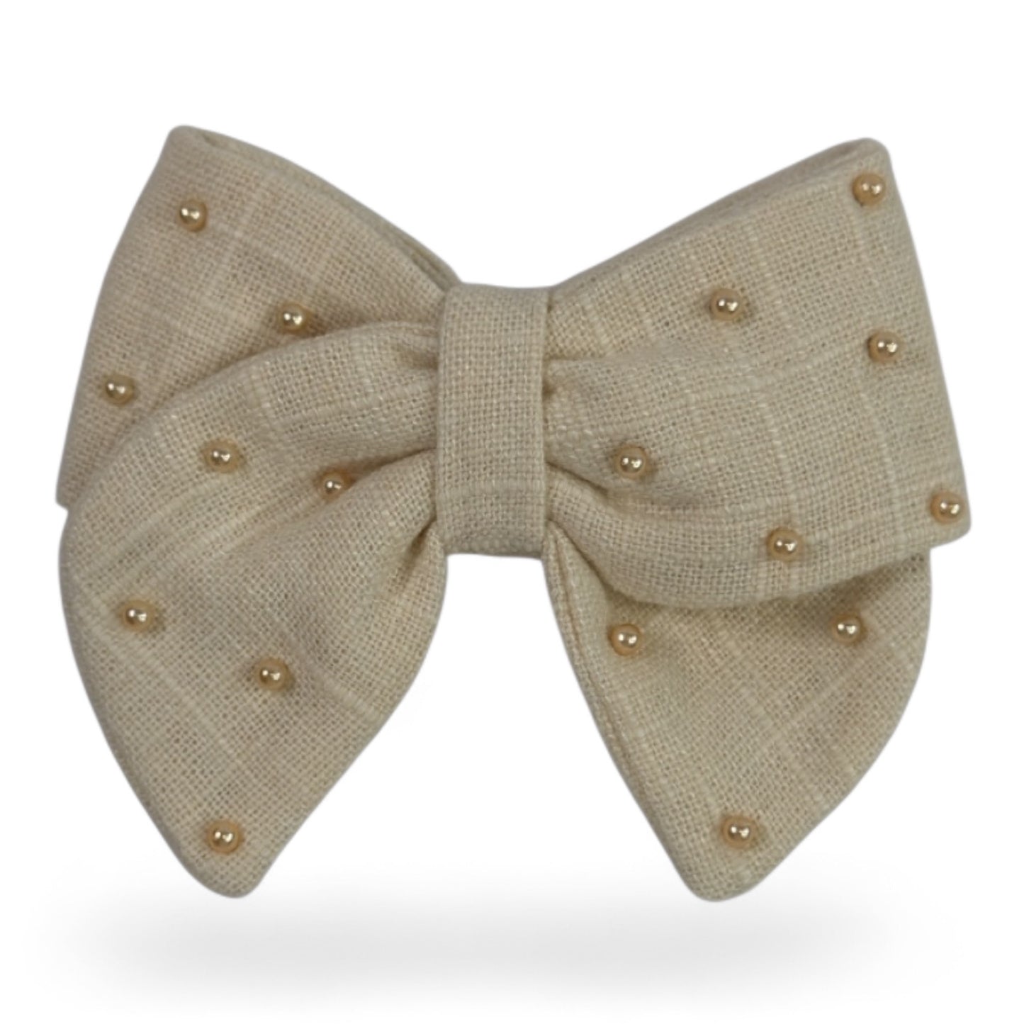 Linen Pearl Hair Bow (Small)