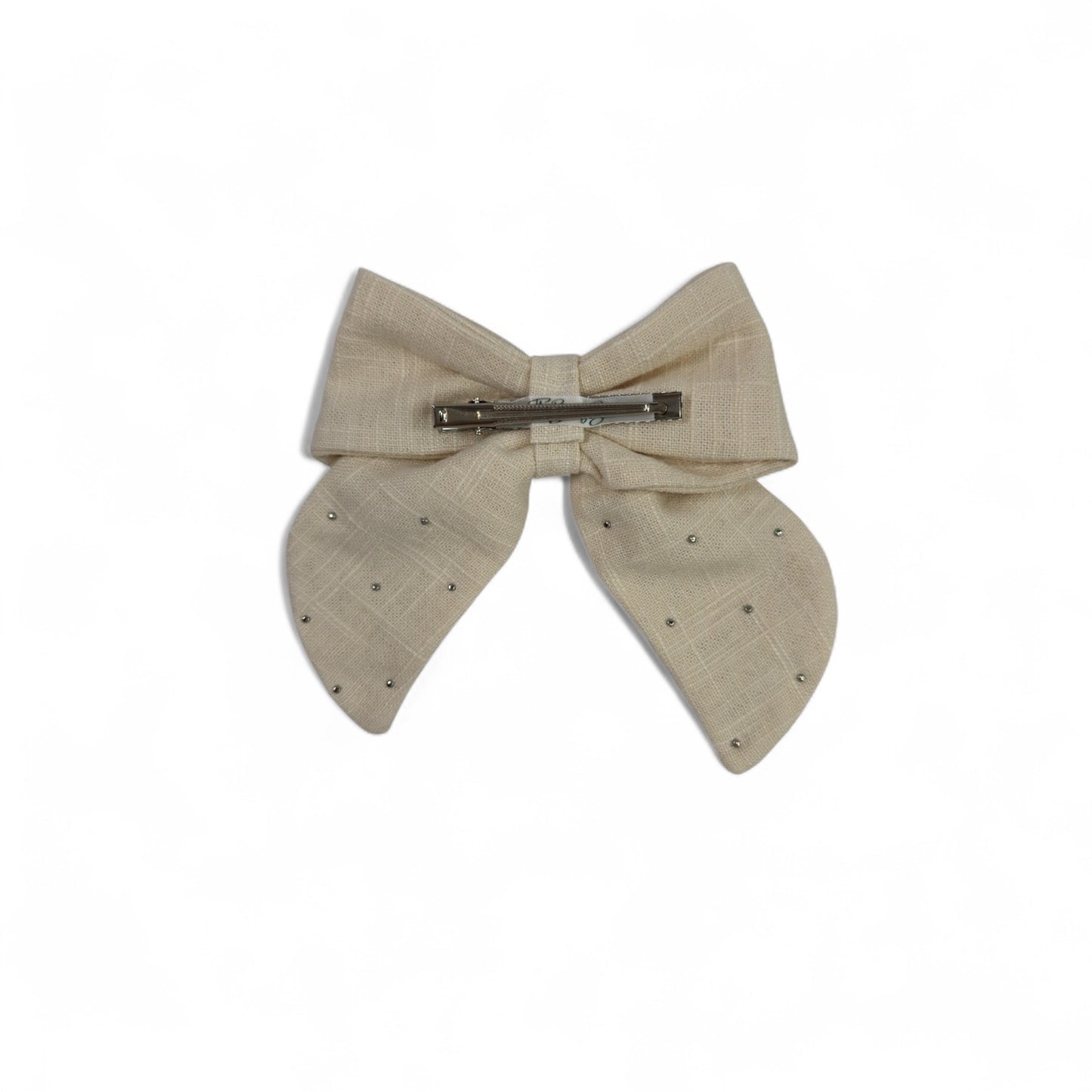 Linen Pearl Hair Bow (Large)