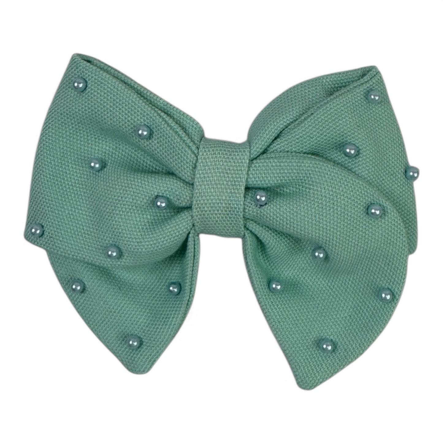 Linen Pearl Hair Bow (Small)