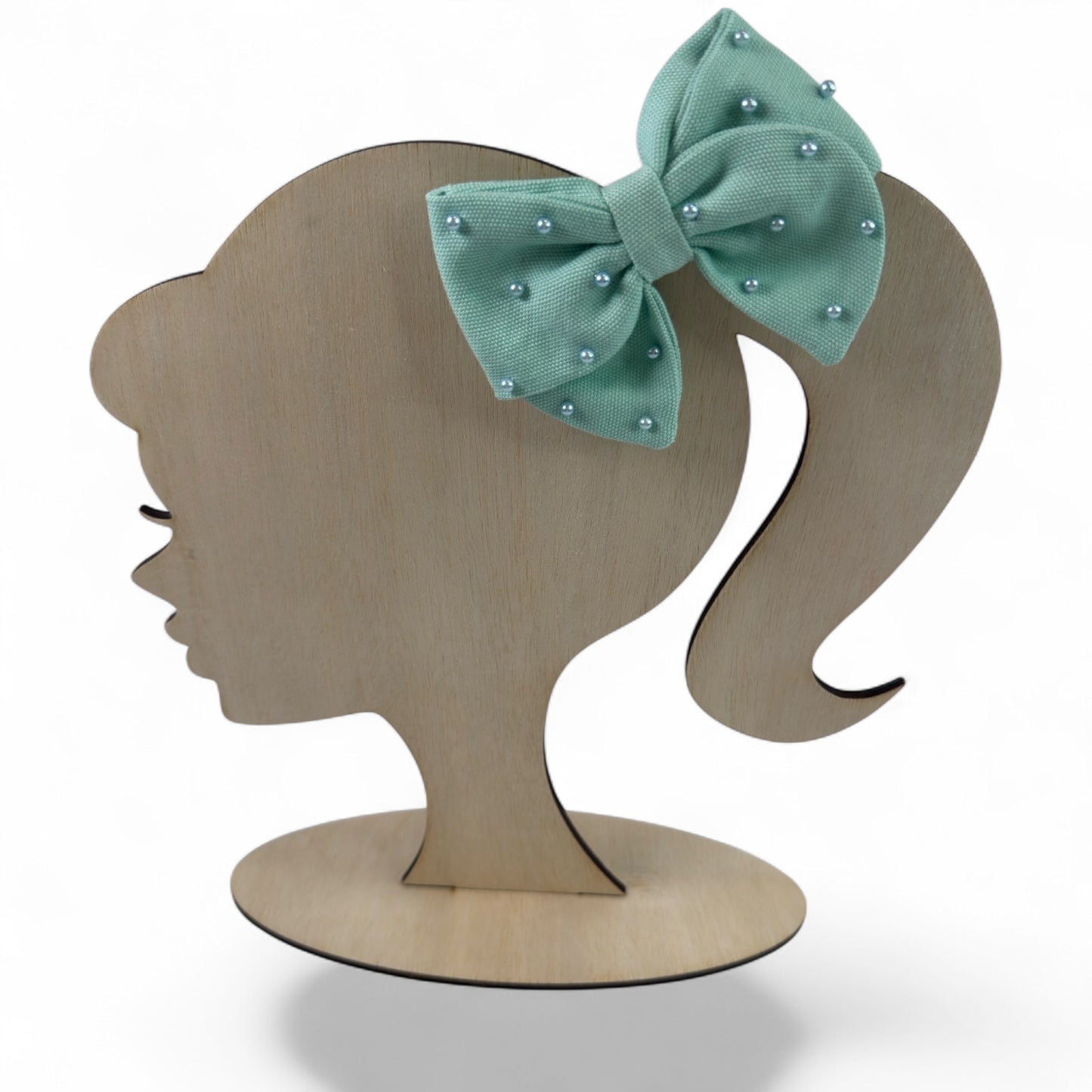 Linen Pearl Hair Bow (Small)