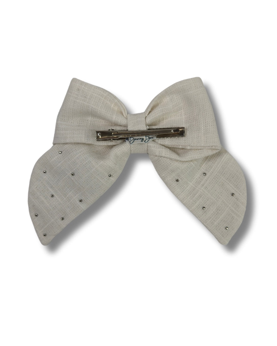 Linen Pearl Hair Bow (Large)