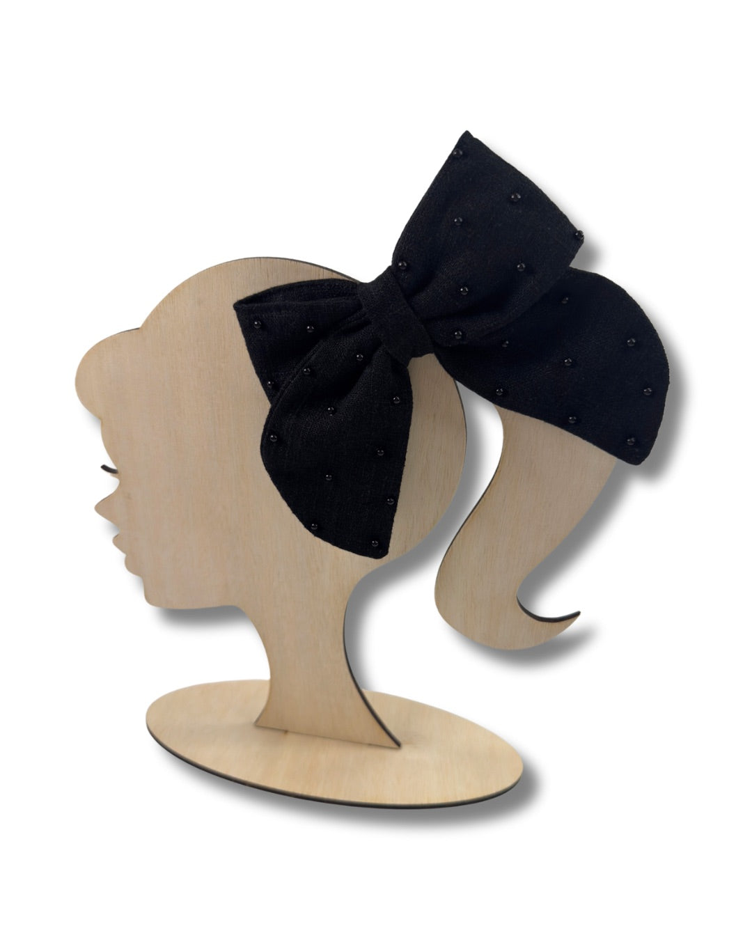 Linen Pearl Hair Bow (Large)