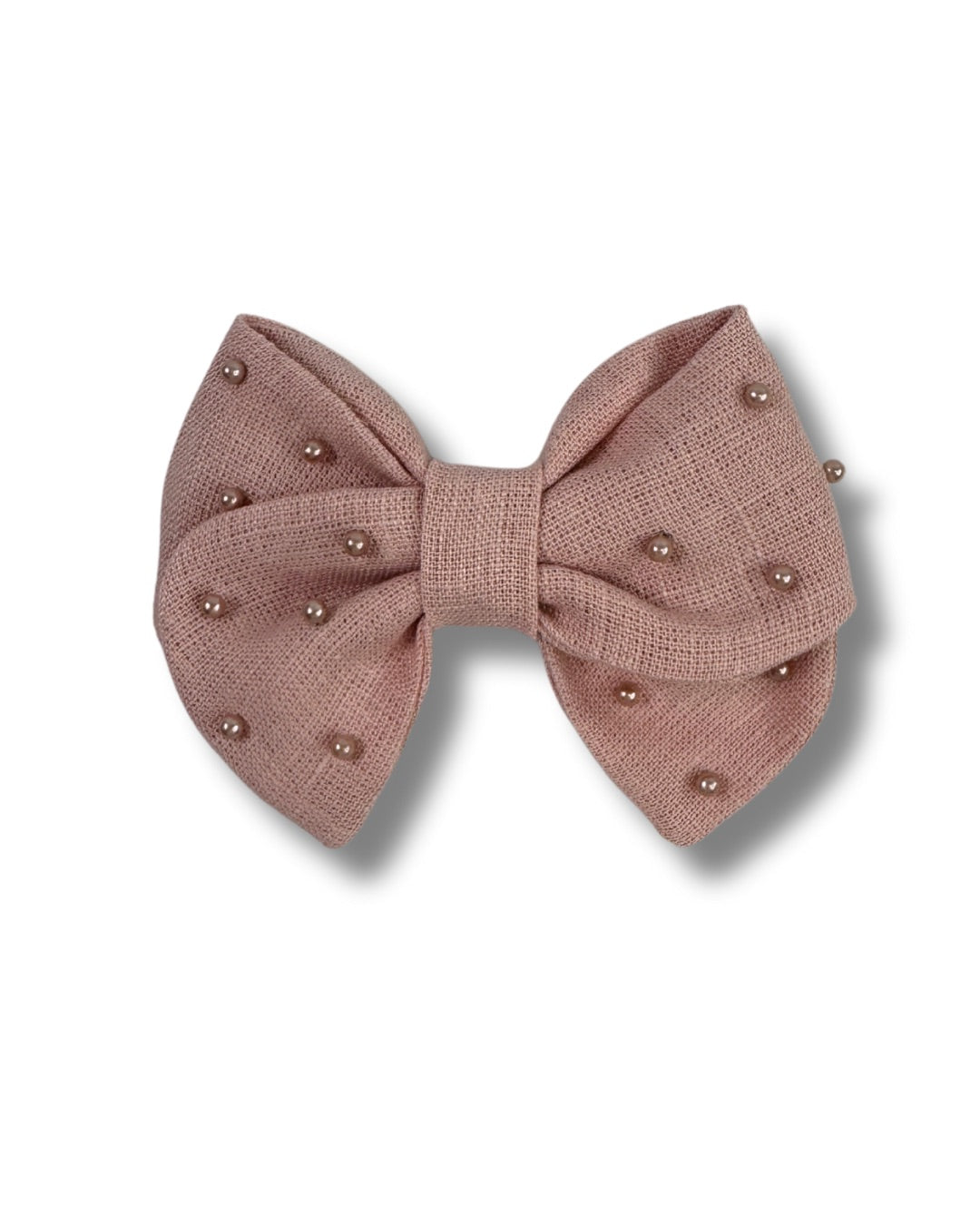 Linen Pearl Hair Bow (Small)