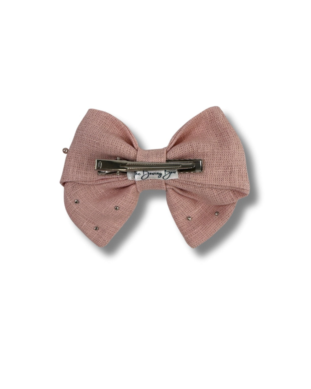 Linen Pearl Hair Bow (Small)