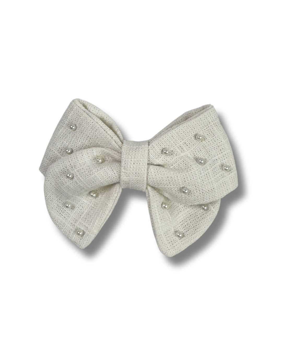 Linen Pearl Hair Bow (Small)