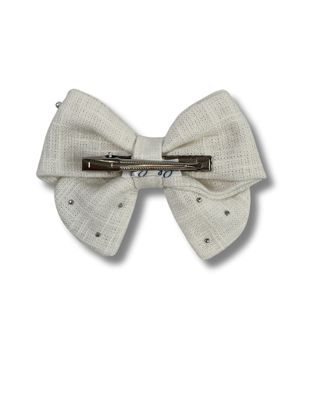 Linen Pearl Hair Bow (Small)
