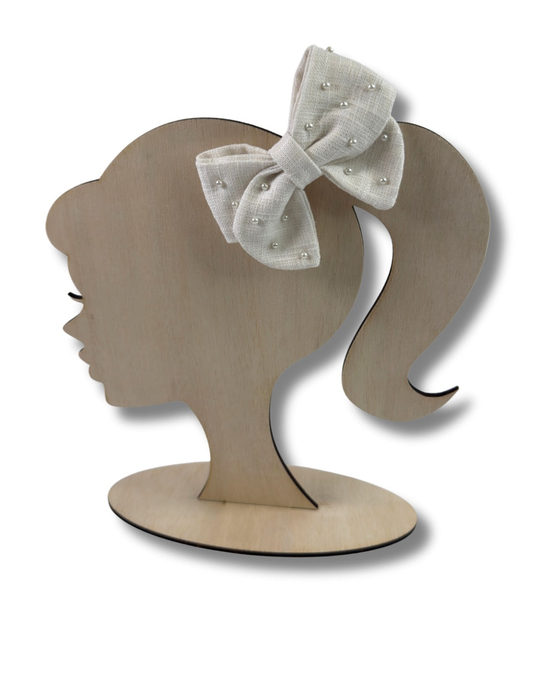 Linen Pearl Hair Bow (Small)