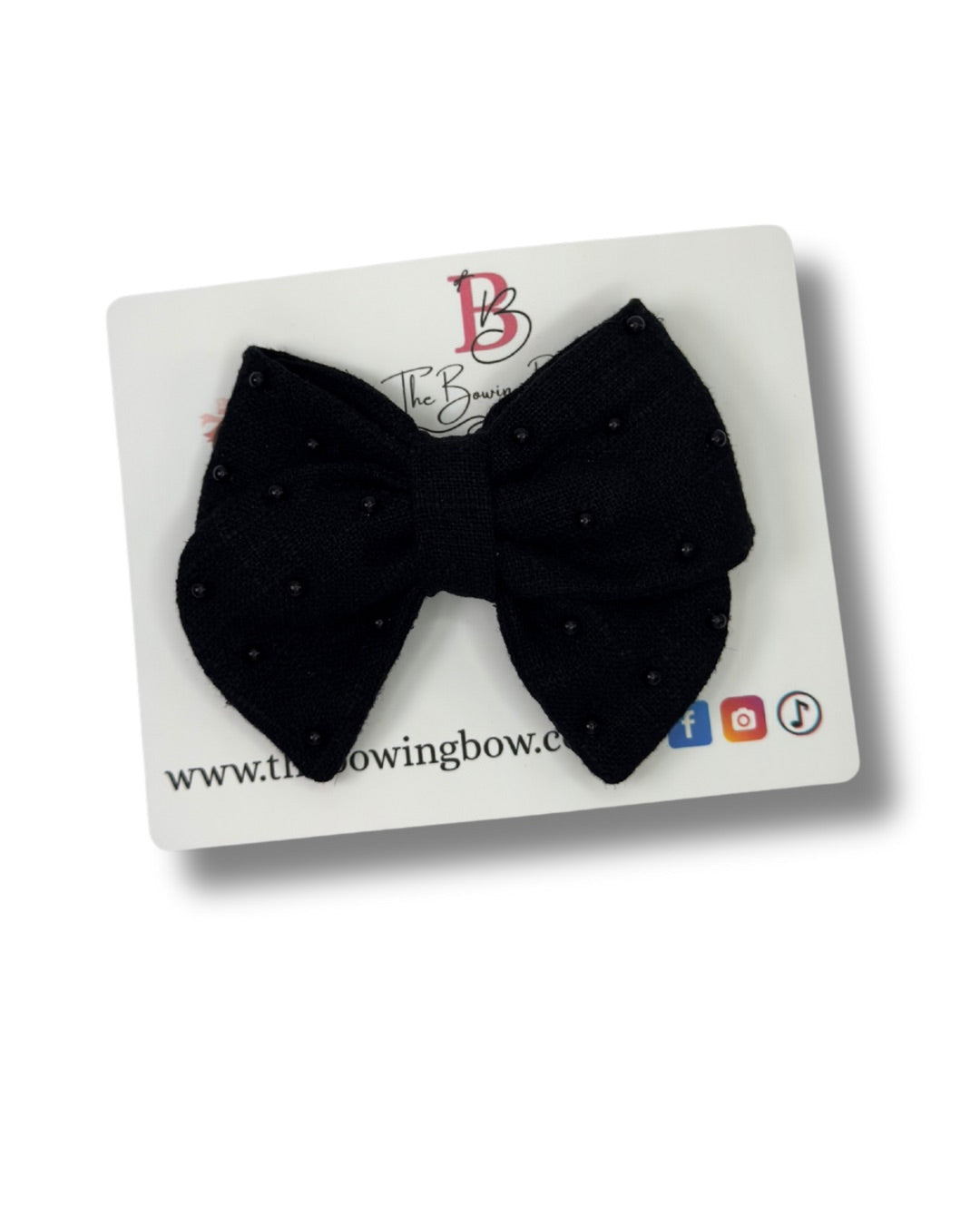 Linen Pearl Hair Bow (Small)