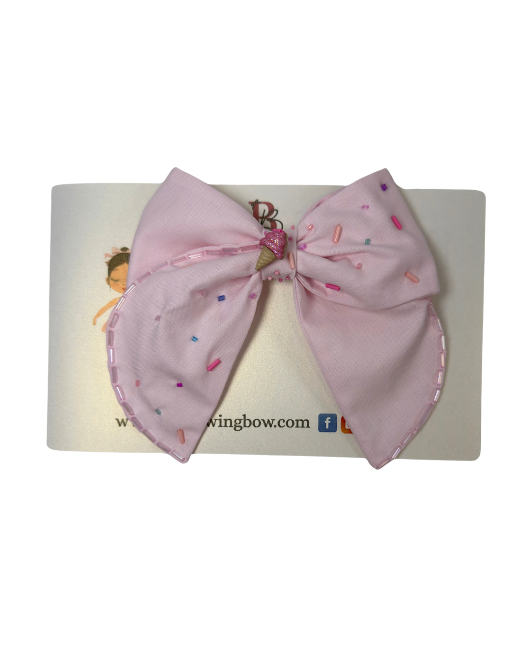 Pink Ice Cream Cone Bow