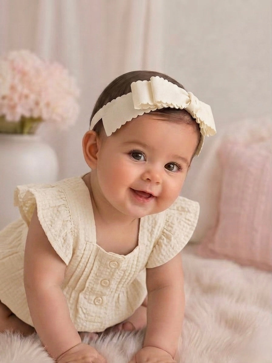 Scalloped Hair Bow Headband Set