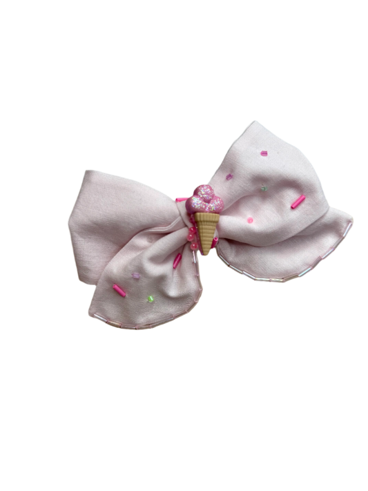 Pink Ice Cream Cone Bow