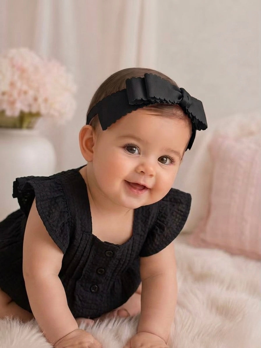 Scalloped Hair Bow Headband Set