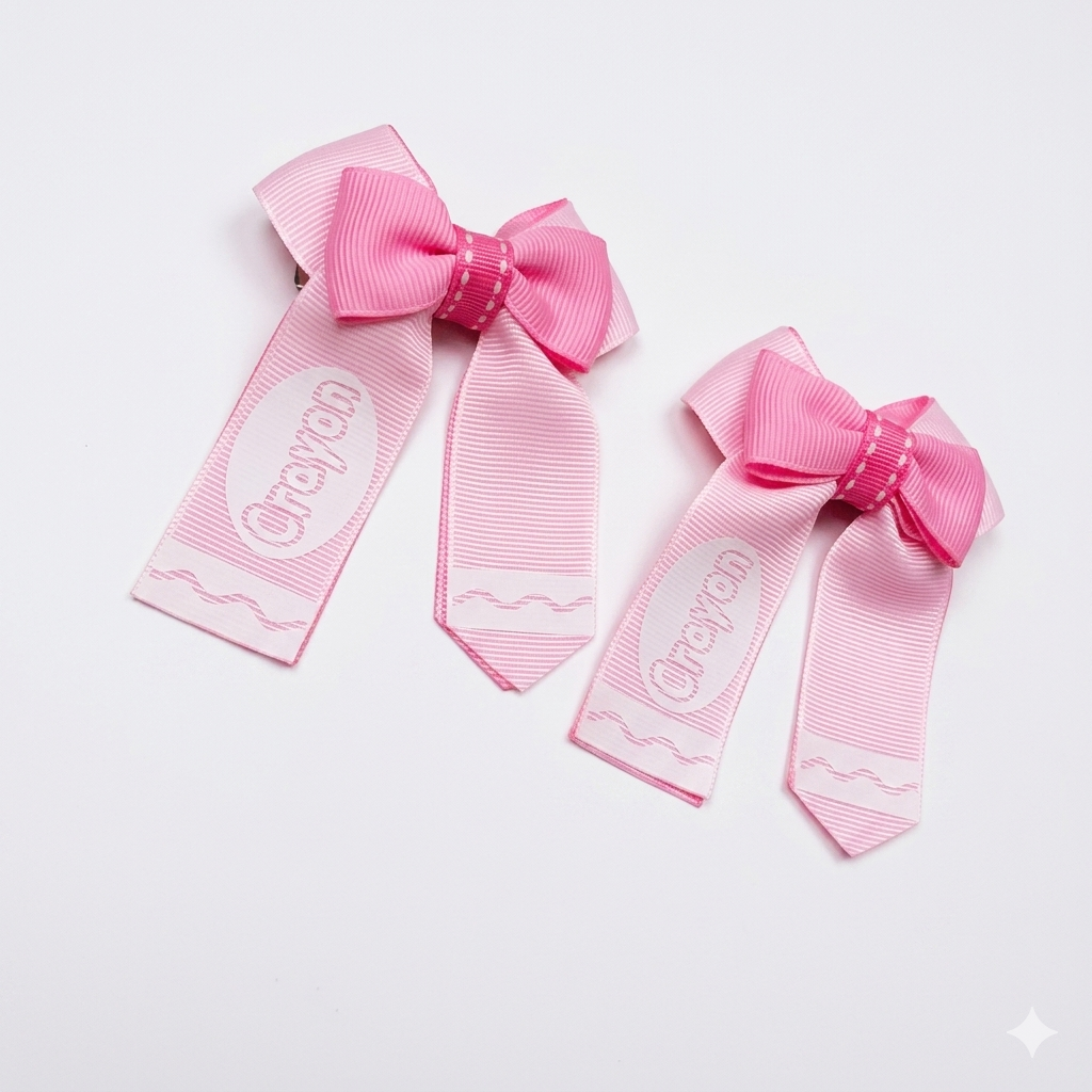 Crayon Style Hair Bow Mini Size