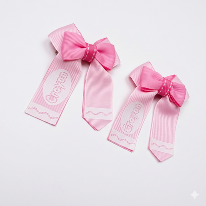 Crayon Style Hair Bow Mini Size