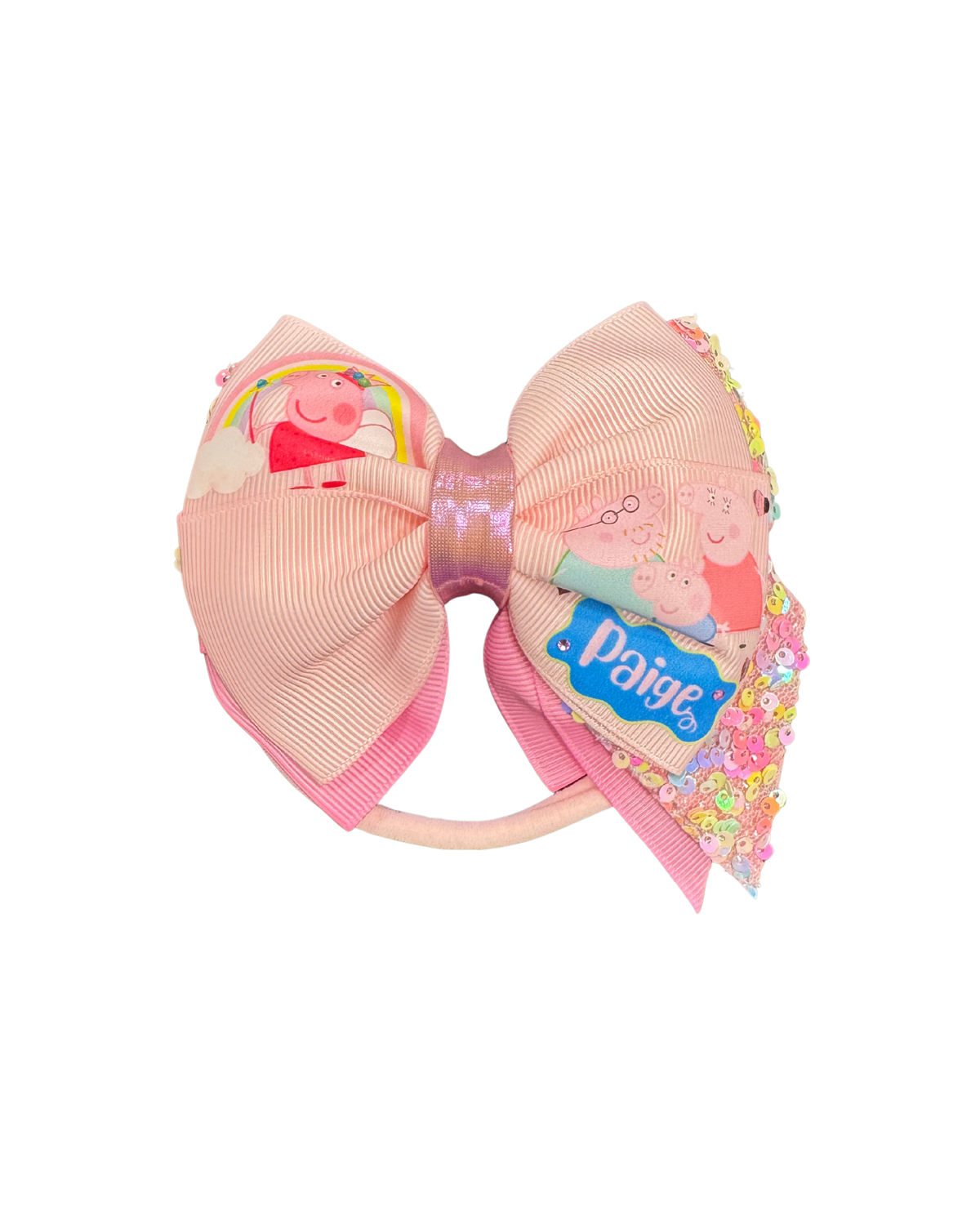 Peppa Hair Bow on a Nylon Headband
