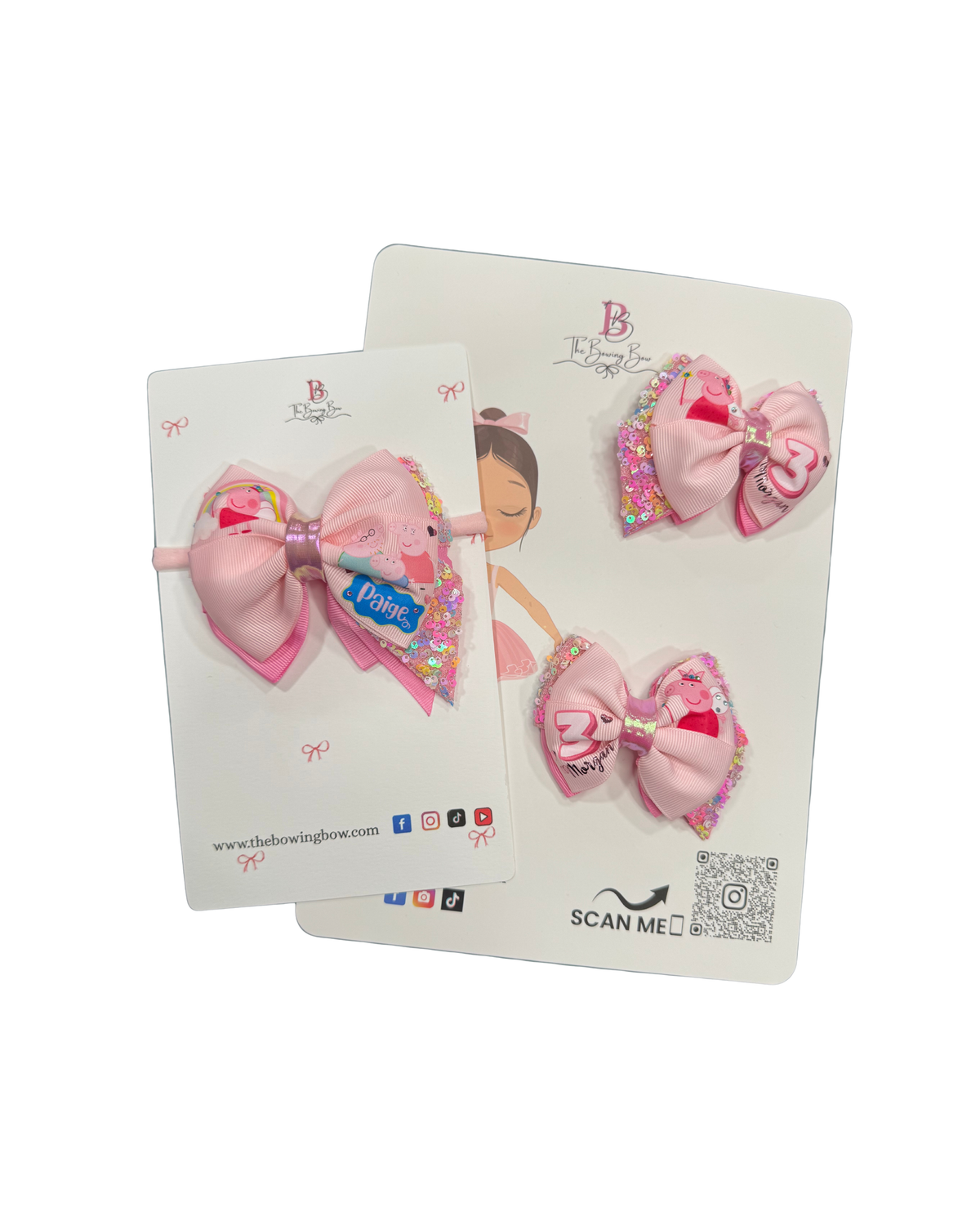 Peppa Hair Bow on a Nylon Headband