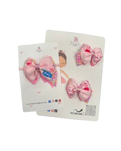 Peppa Hair Bow on a Nylon Headband