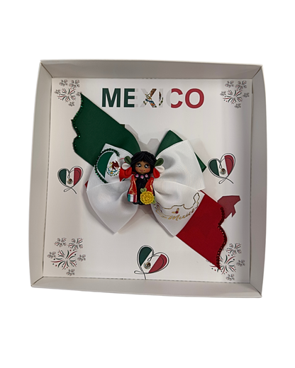 Mexican Clay Doll (map outline) Hair Bow