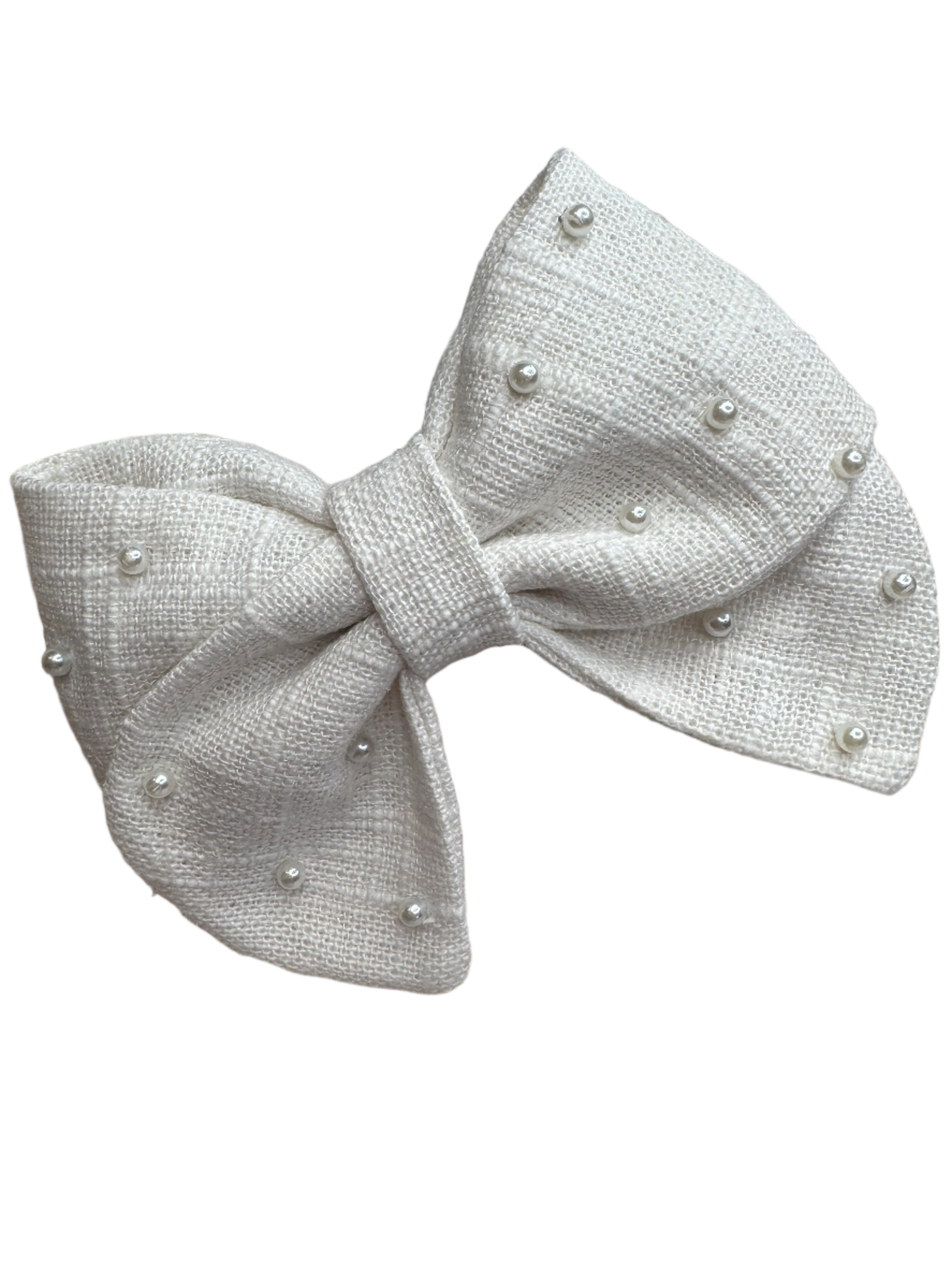 Linen White bow with pearls