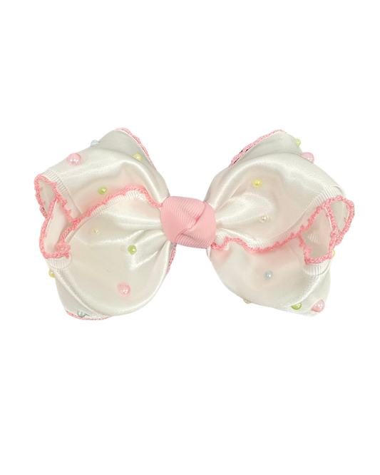 Satin embroidered Elegant Hair Bow by The Bowing Bow