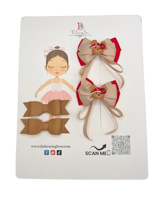 Ladybug Bear Bow Set