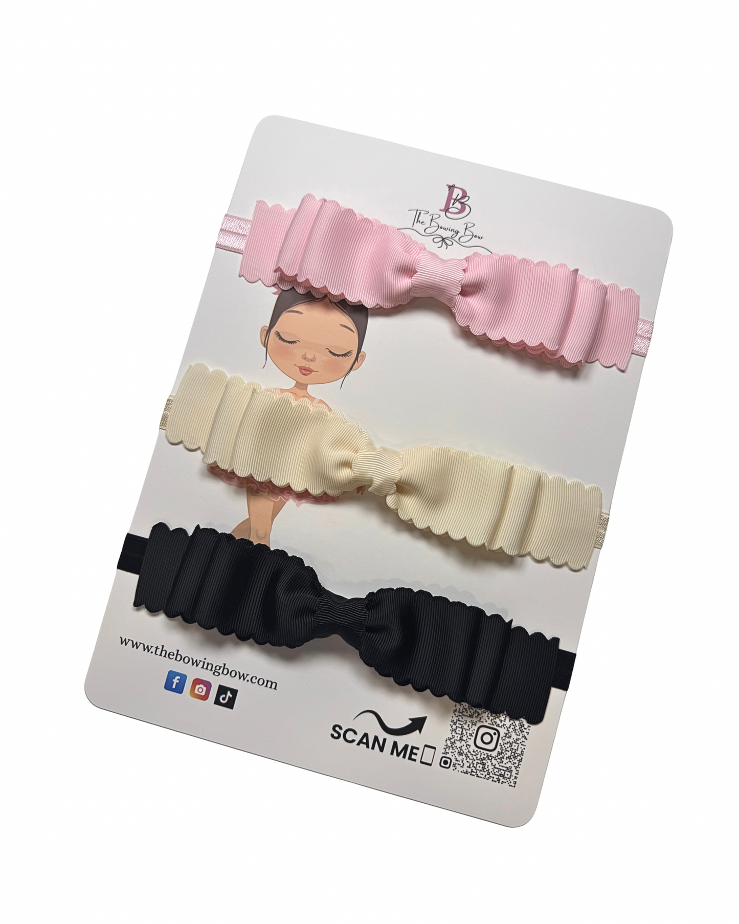 Scalloped Hair Bow Headband Set