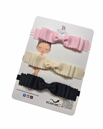 Scalloped Hair Bow Headband Set