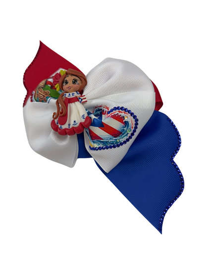 Puerto Rico Hair Bow with Clay Doll