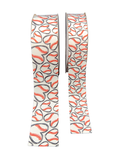 Baseball Heart Grosgrain Ribbon – White |