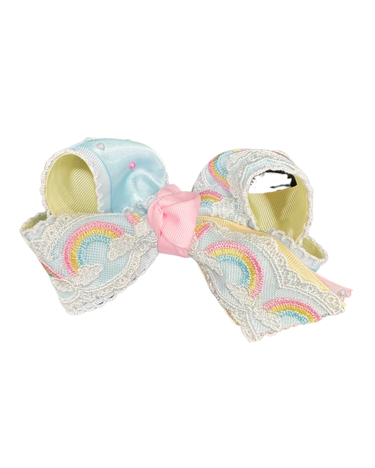 Rainbow Lace Hair Bow by The Bowing Bow