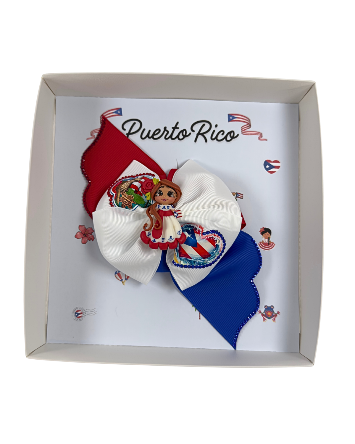 Puerto Rico Hair Bow with Clay Doll