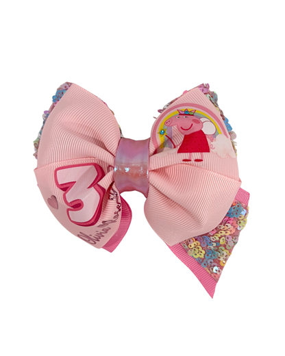 Birthday peppa Hair Bow