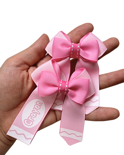 Crayon Style Hair Bow Mini Size