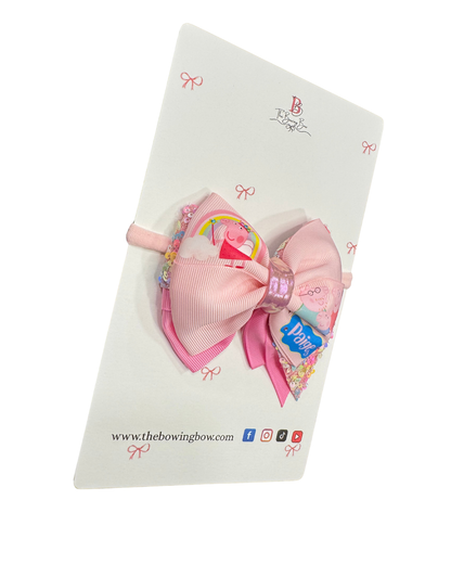 Peppa Hair Bow on a Nylon Headband