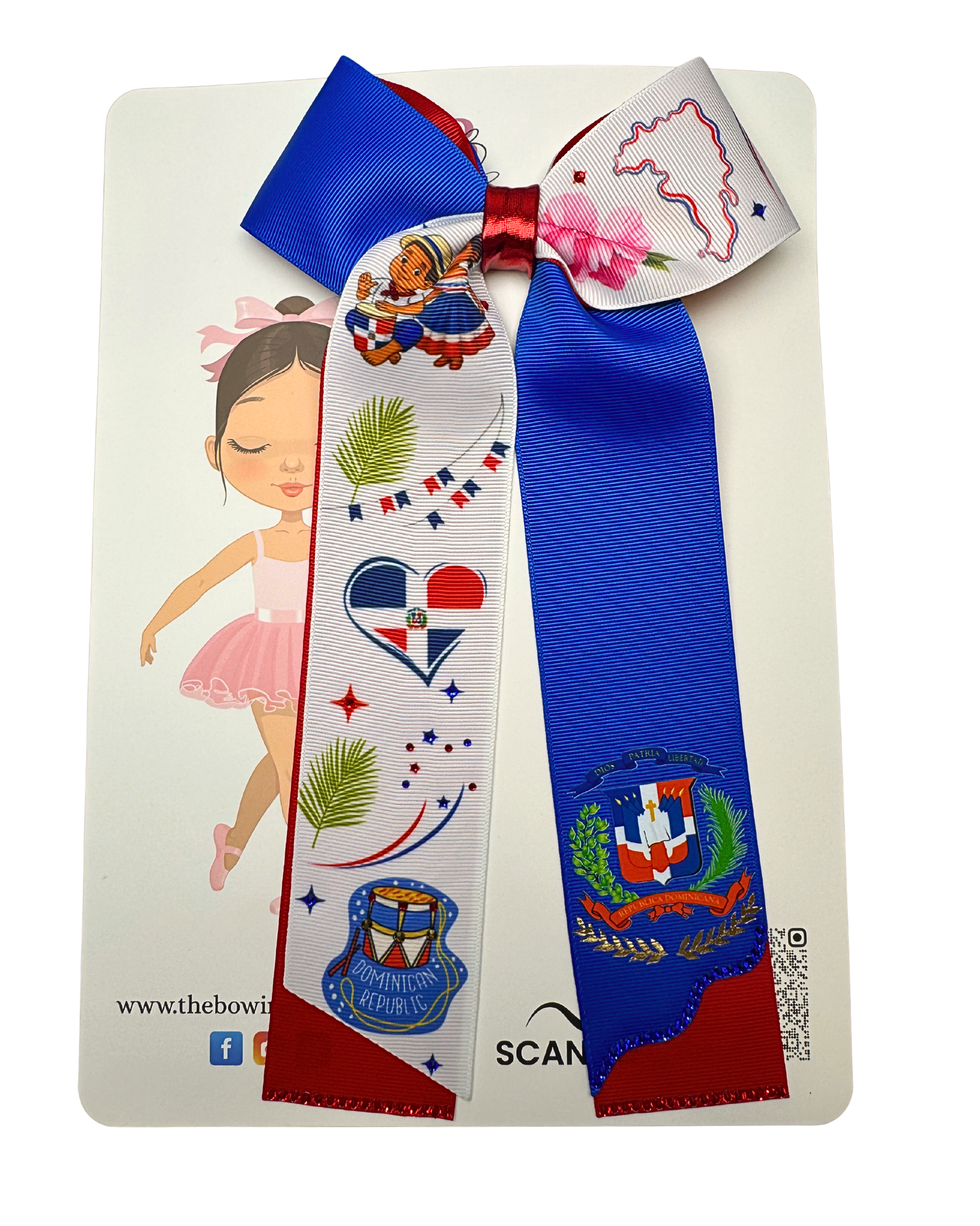 Dominican Republic Hair Bow - Mi Tierra Long Tail Edition