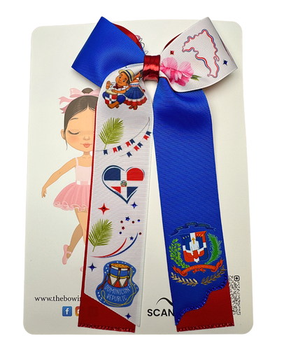 Dominican Republic Hair Bow - Mi Tierra Long Tail Edition