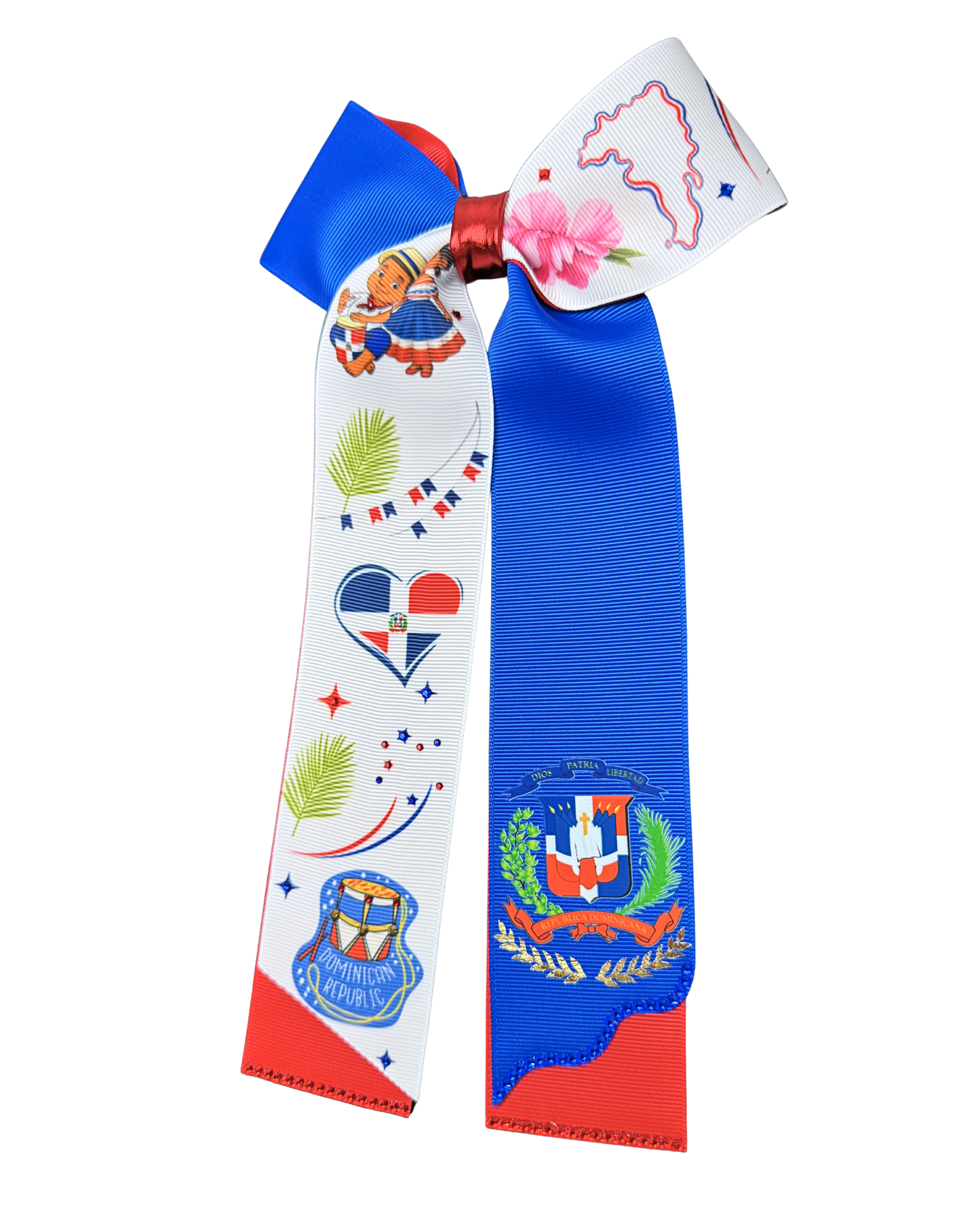 Dominican Republic Hair Bow - Mi Tierra Long Tail Edition