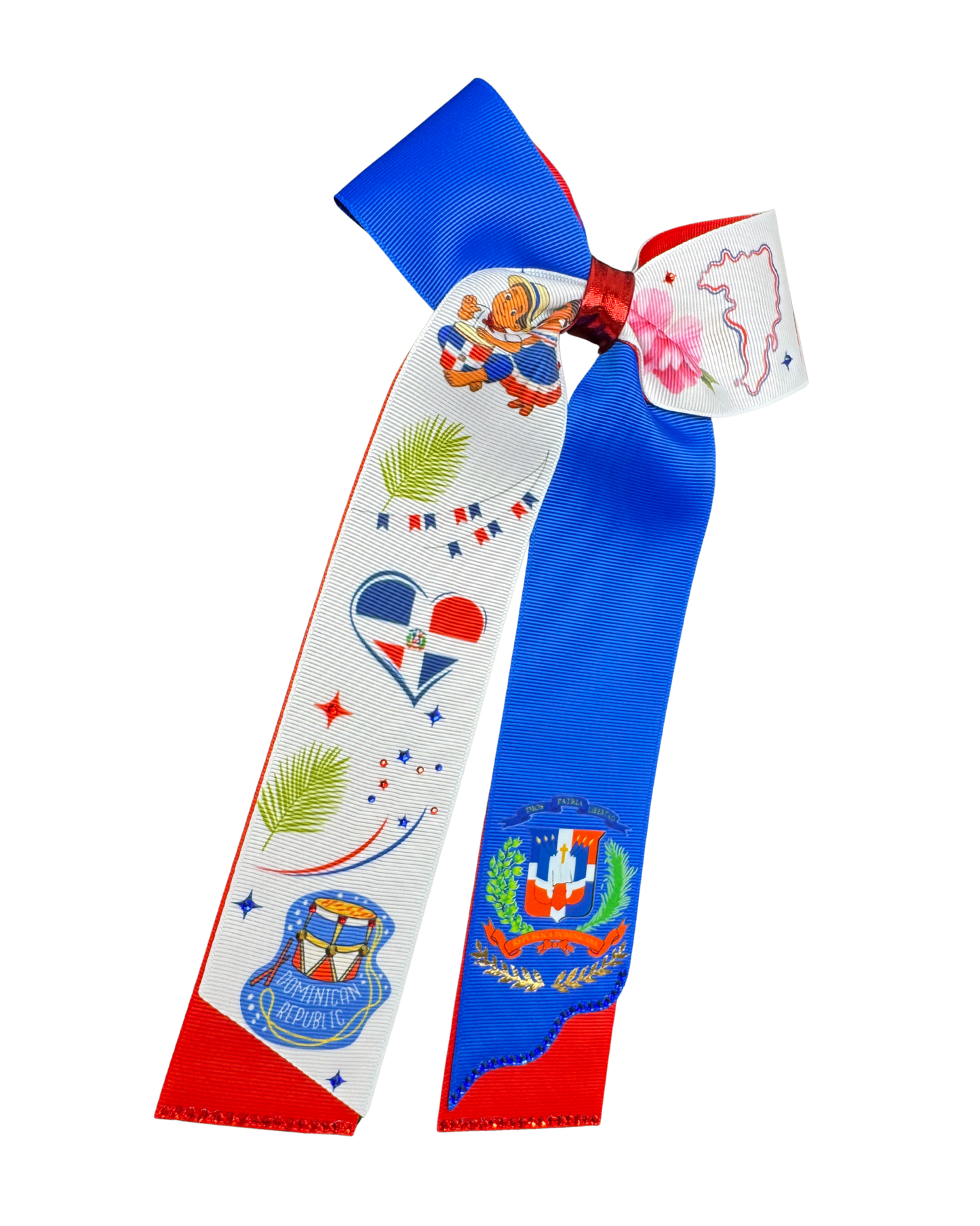 Dominican Republic Hair Bow - Mi Tierra Long Tail Edition