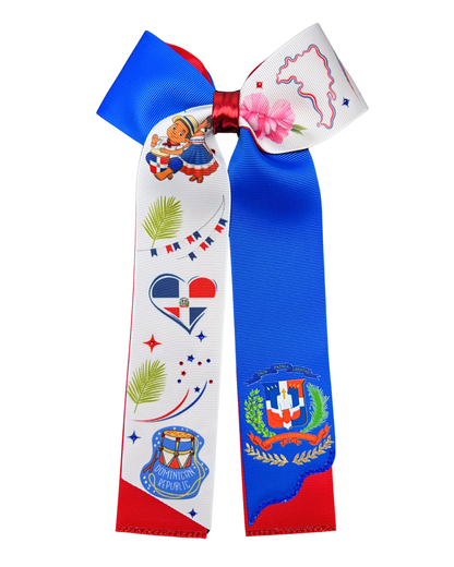 Dominican Republic Hair Bow - Mi Tierra Long Tail Edition