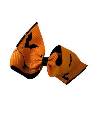 Batty Halloween Hair Bow - Orange Glow Edition