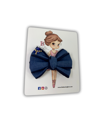 Denim Blossom Sparkle Bow