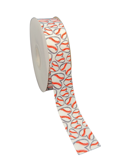 Baseball Heart Grosgrain Ribbon – White |