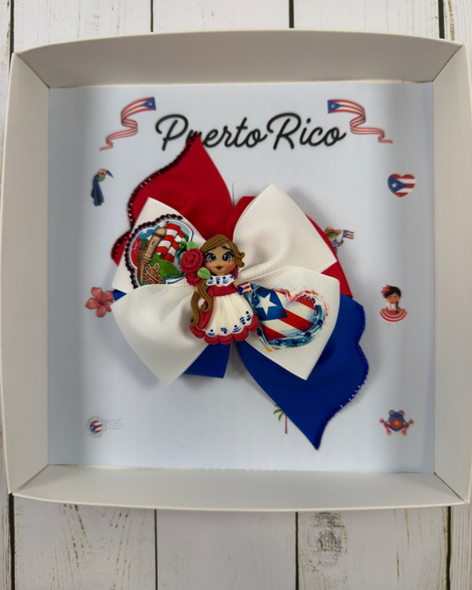 Puerto Rico Hair Bow with Clay Doll