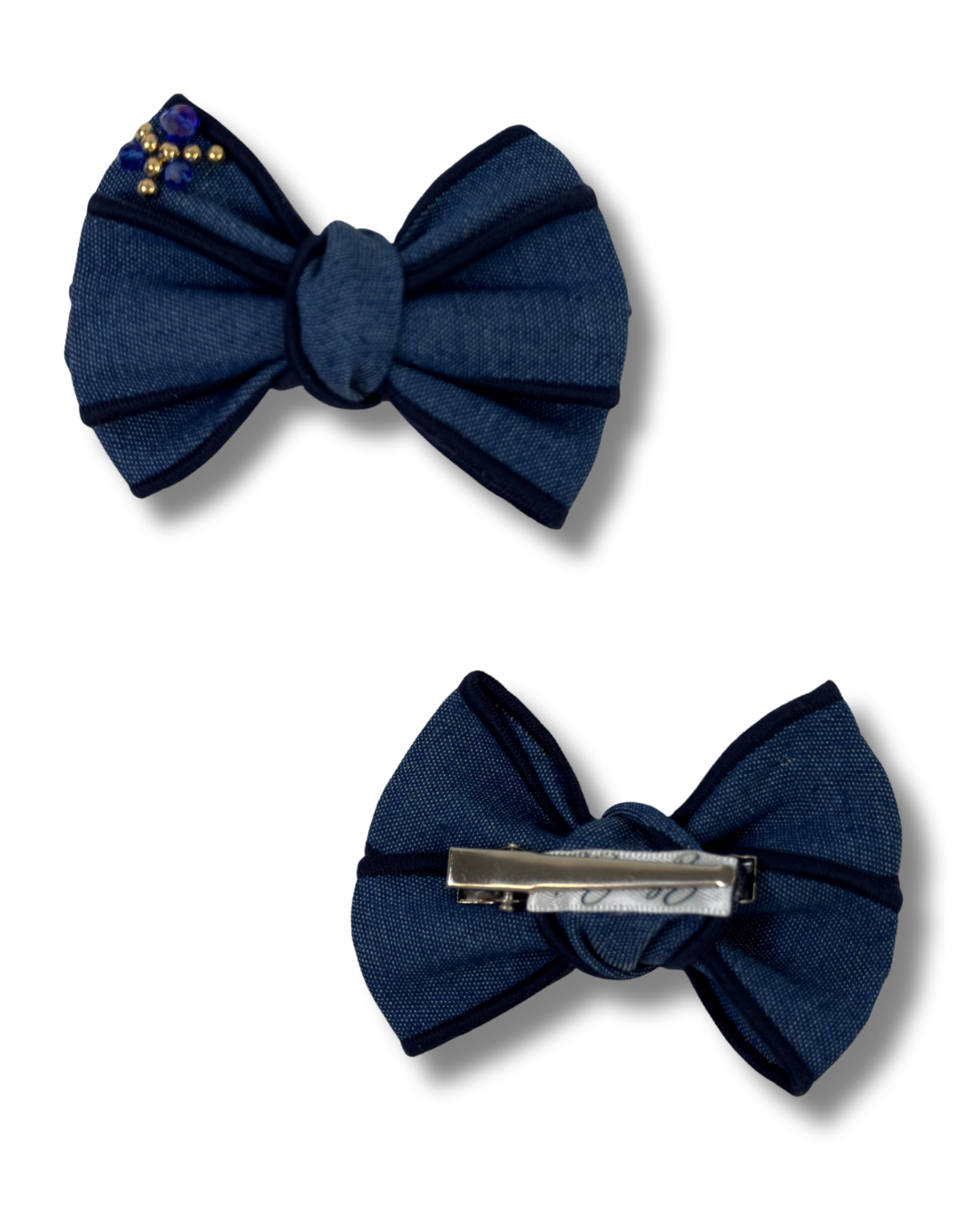 Denim Blossom Sparkle Bow