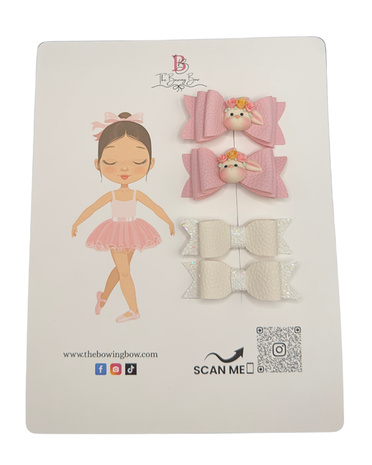 Bunny Set Faux Leather Hair Bow